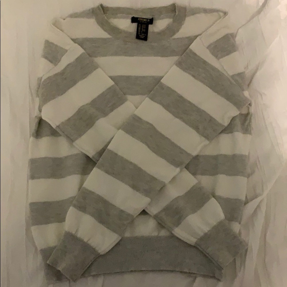 forever 21 girls grey and white striped sweater